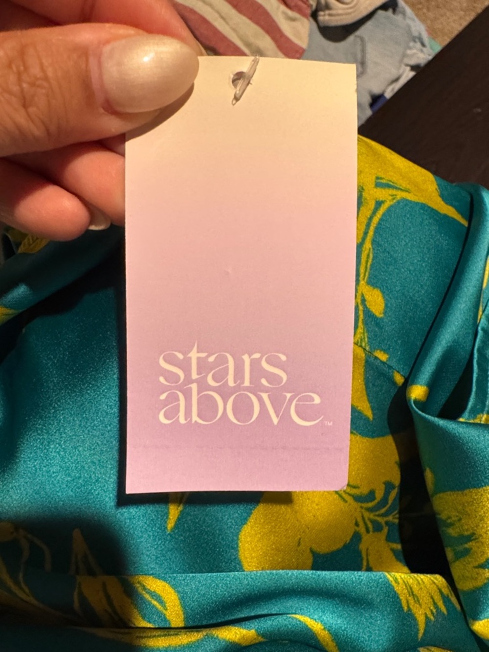 Size XL Women's Floral Print Satin NightGown - Stars Above - Green - Picture 2 of 4